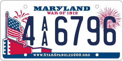 MD license plate 4AA6796