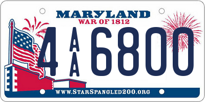 MD license plate 4AA6800