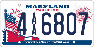 MD license plate 4AA6807