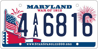 MD license plate 4AA6816