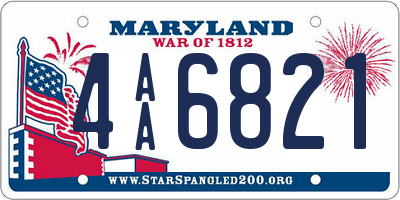 MD license plate 4AA6821