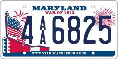 MD license plate 4AA6825