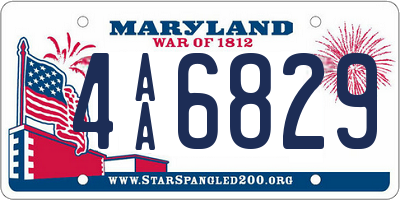 MD license plate 4AA6829