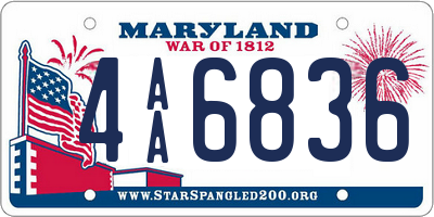 MD license plate 4AA6836