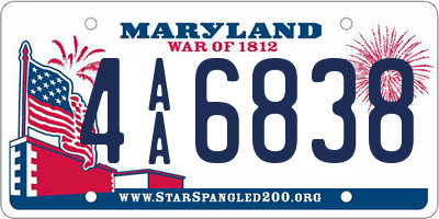 MD license plate 4AA6838