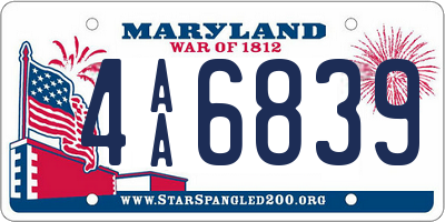 MD license plate 4AA6839