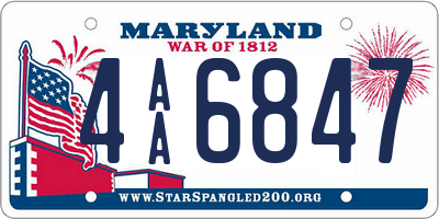 MD license plate 4AA6847