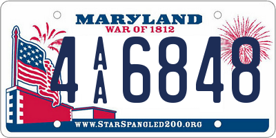 MD license plate 4AA6848