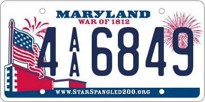 MD license plate 4AA6849