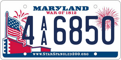 MD license plate 4AA6850