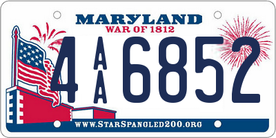 MD license plate 4AA6852