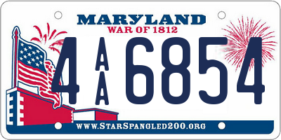 MD license plate 4AA6854