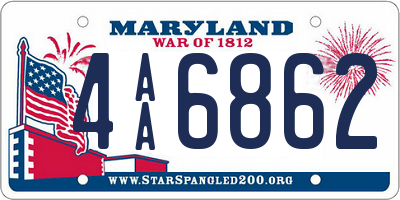 MD license plate 4AA6862