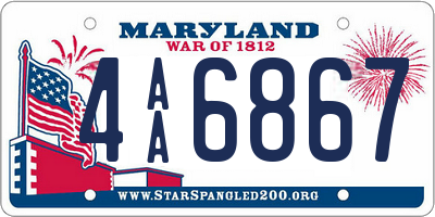 MD license plate 4AA6867