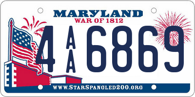 MD license plate 4AA6869