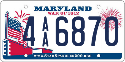 MD license plate 4AA6870