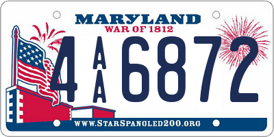 MD license plate 4AA6872