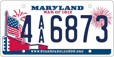 MD license plate 4AA6873