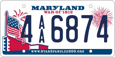 MD license plate 4AA6874