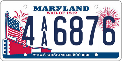 MD license plate 4AA6876