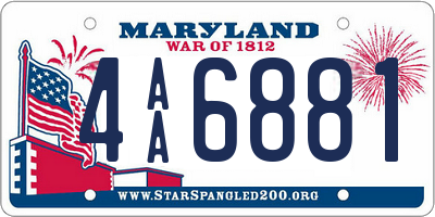 MD license plate 4AA6881