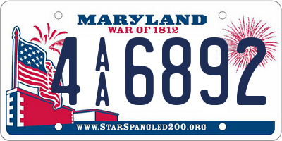 MD license plate 4AA6892