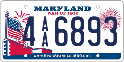 MD license plate 4AA6893