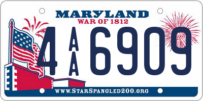 MD license plate 4AA6909