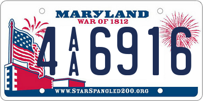 MD license plate 4AA6916