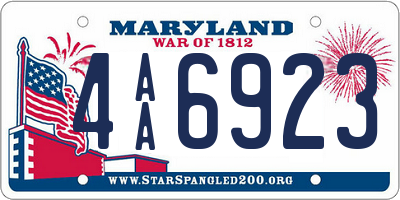 MD license plate 4AA6923