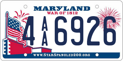 MD license plate 4AA6926