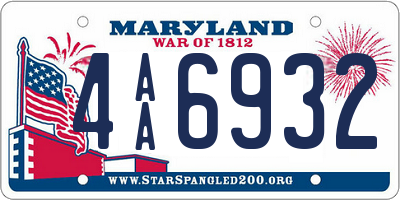 MD license plate 4AA6932
