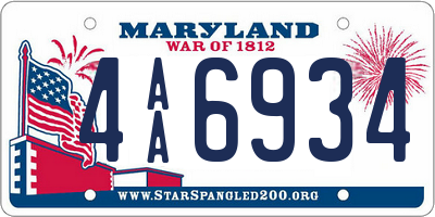 MD license plate 4AA6934