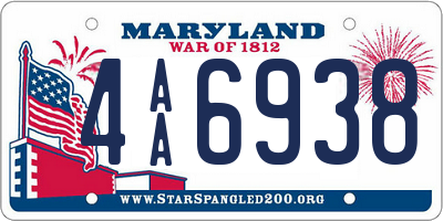 MD license plate 4AA6938