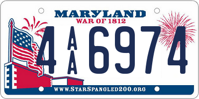 MD license plate 4AA6974