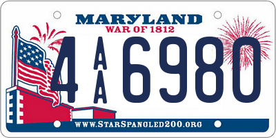 MD license plate 4AA6980