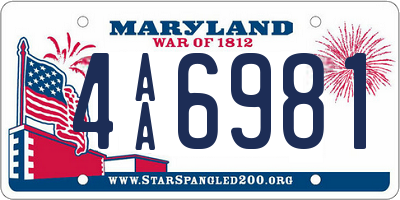 MD license plate 4AA6981