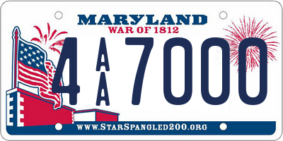 MD license plate 4AA7000