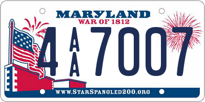 MD license plate 4AA7007