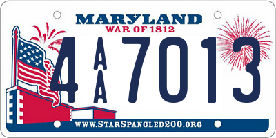 MD license plate 4AA7013