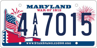 MD license plate 4AA7015