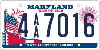 MD license plate 4AA7016