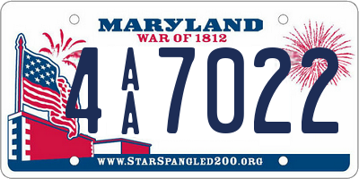 MD license plate 4AA7022