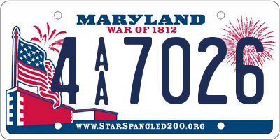 MD license plate 4AA7026