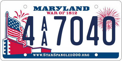 MD license plate 4AA7040