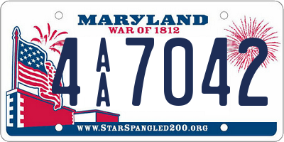 MD license plate 4AA7042