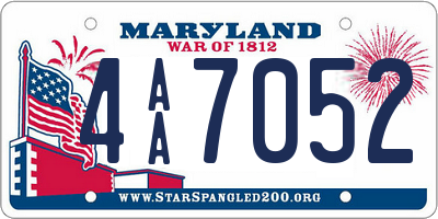 MD license plate 4AA7052