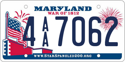 MD license plate 4AA7062