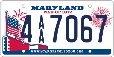 MD license plate 4AA7067