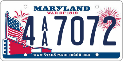 MD license plate 4AA7072